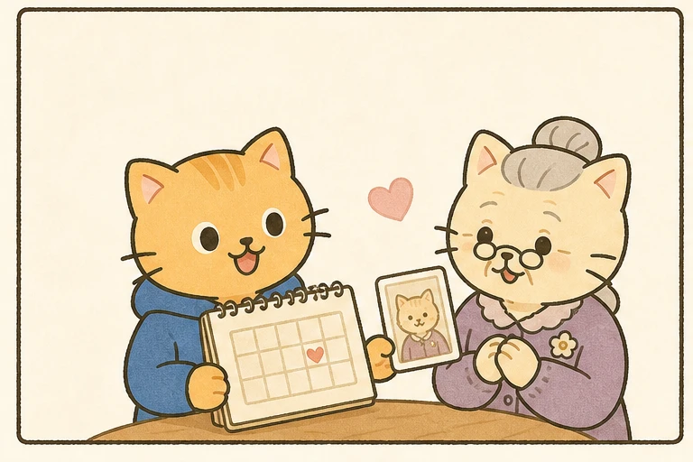가족과 일정을 나누는 냥이