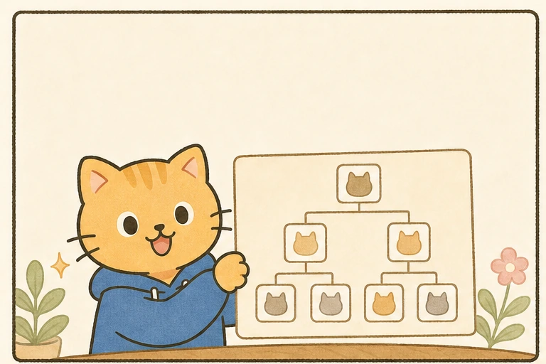 냥이가 가계도 판을 소개하는 그림